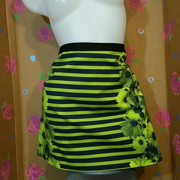 NEW Michael Kors Kiwi Floral Striped Skirt 12 - Picture 4 of 9